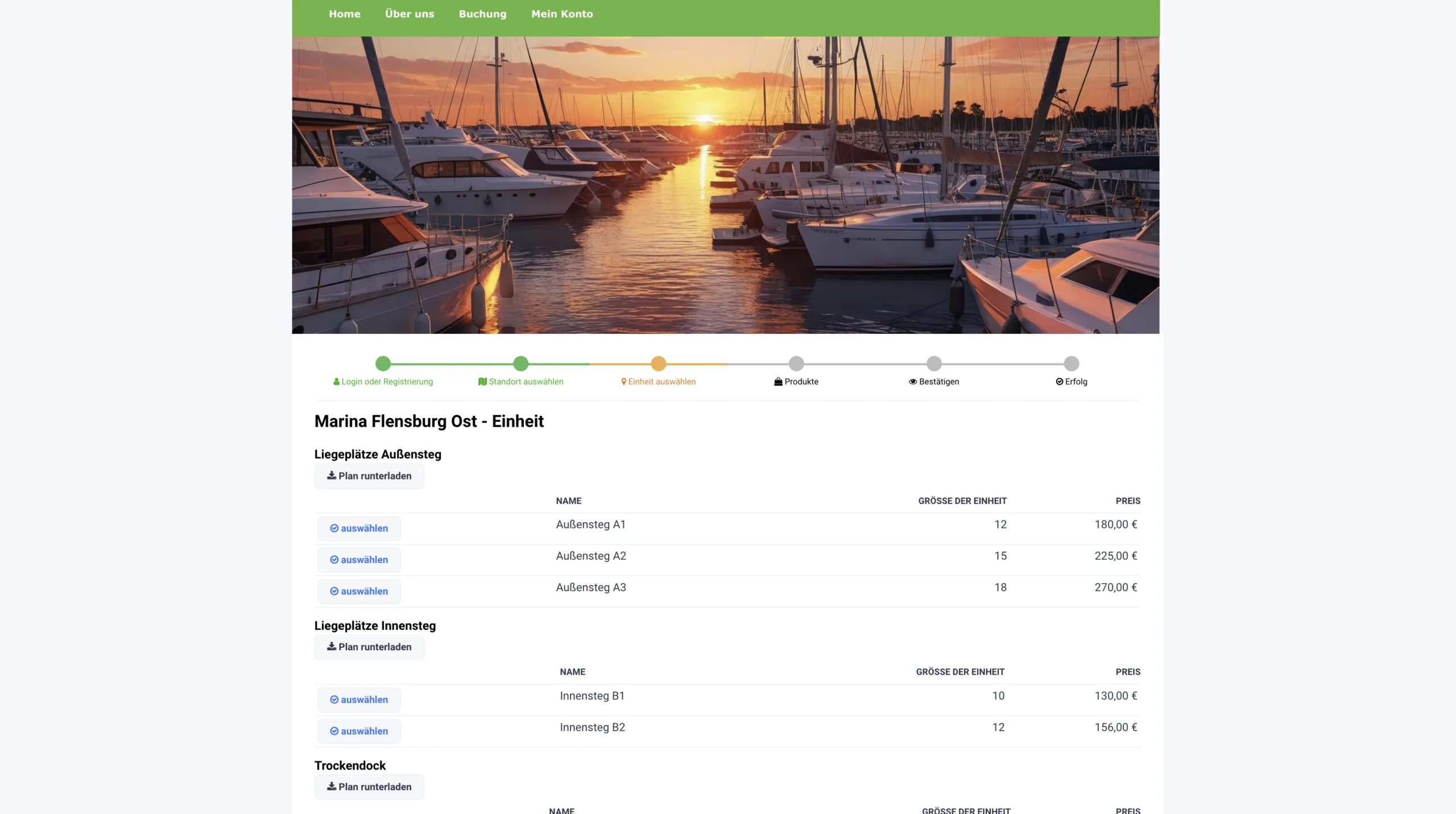 SiteOrg-Kundenportal: Liegeplatzbuchung in einer Marina